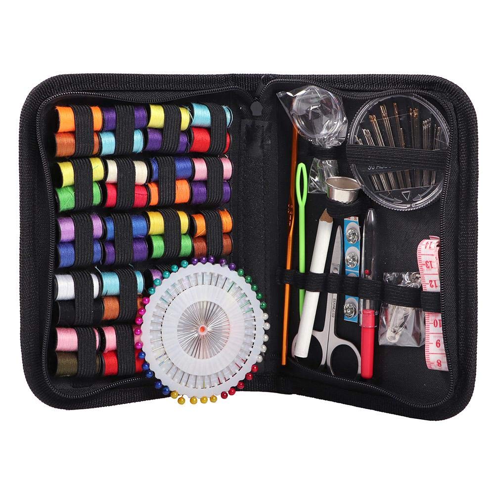 Sewing Kit for Traveling, 128 Pcs DIY Sewing Supplies Embroidery Sewing Needles Scissor Tape Craft Quilting Stitching Mom Gifts, Home and Emergency Use