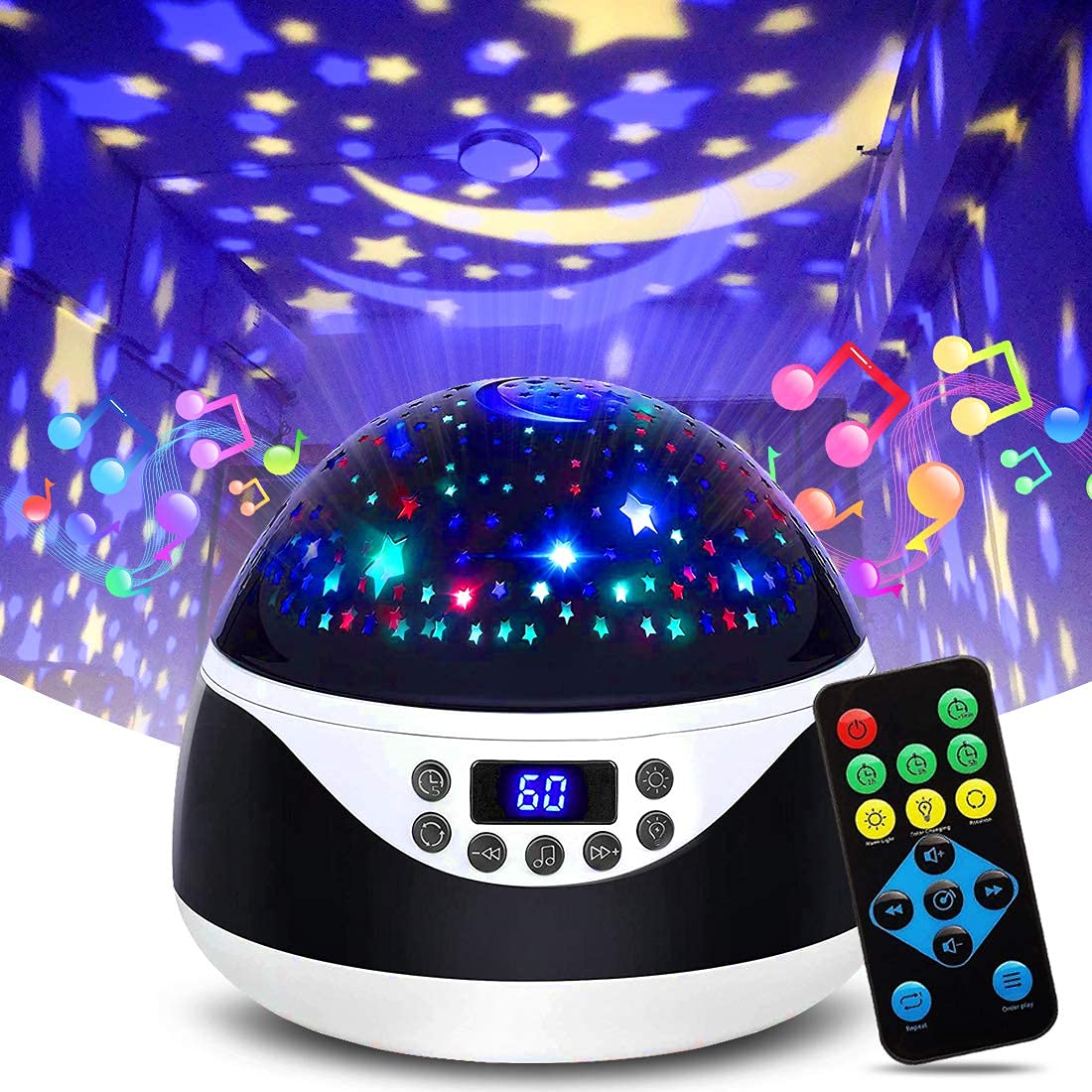 Night Lights with Music & Timer, Star Light Constellation Projector, Sound Machine for Baby Sleeping