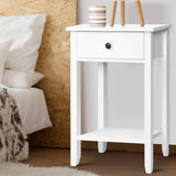 Bedside Table 1 Drawer with Shelf White