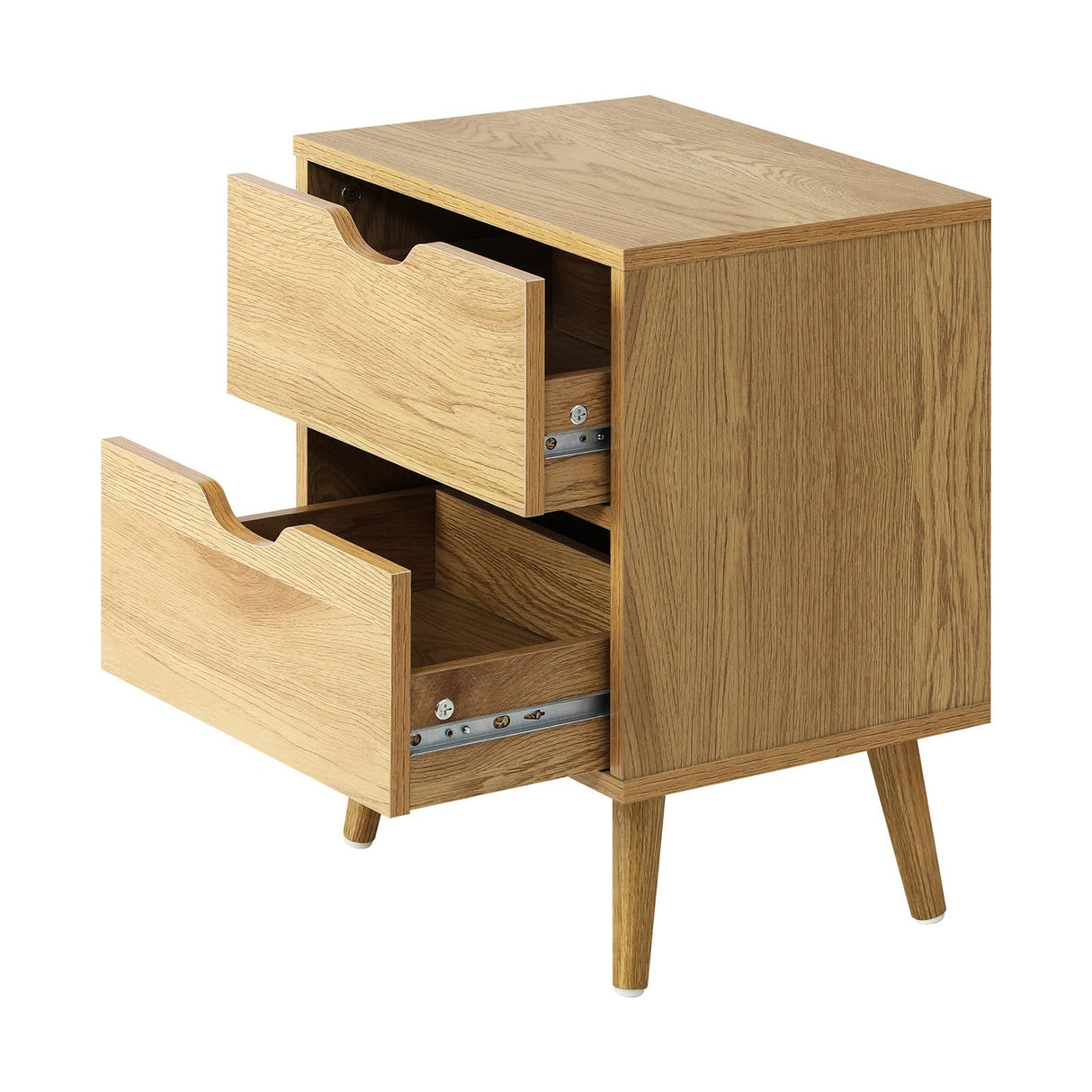 Bedside Table with 2 Drawers, Wooden Side Table Nightstand Home Storage Furniture Wood