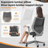 Ergonomic Office Chair, Comfortable Rotating Home Office Task Chair, Breathable Net Cloth Office Chair, Fixed Handrail Height Adjustable Lumbar Support Computer Chair (BLACK)