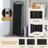 6-Panel Folding Room Divider, Privacy Screen, Portable Polyester Fabric Wall Divider and Separator, Freestanding Privacy Protection for Living Room, Bedroom, Office