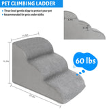 3 Tiers Extra Wide Deep Dog Steps Pet Stairs,High Density Foam Dog Ladder Ramp for High Bed or Sofa,Non-Slip Dog Stairs for Small Short Leg Dogs,Older/Injured Pets,with Lint Roller 2 Refills