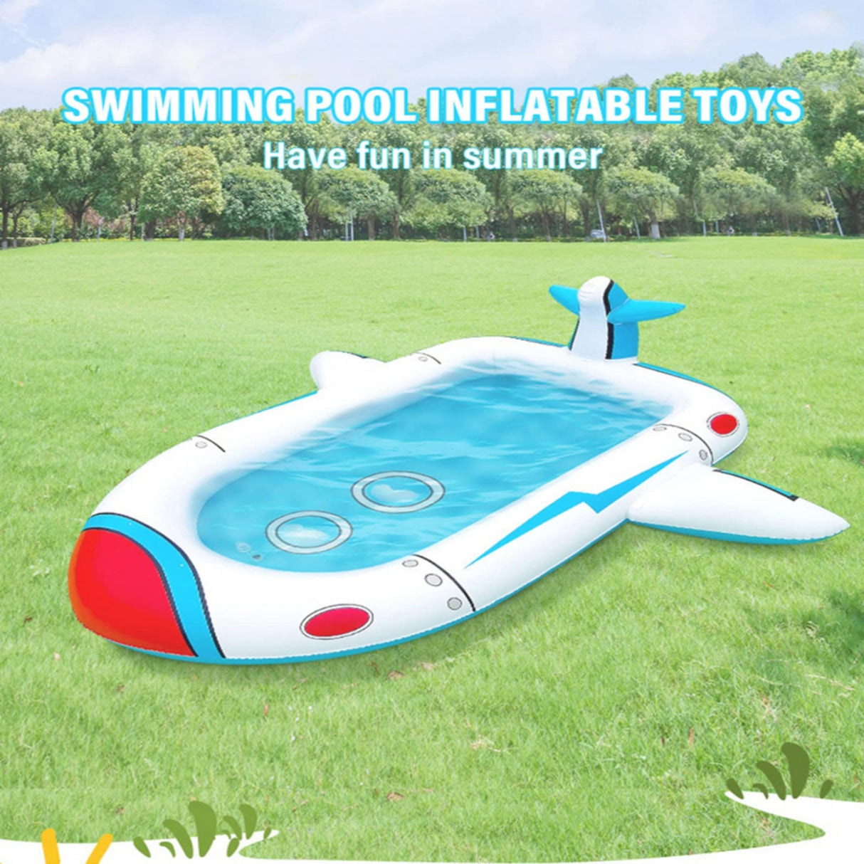 Inflatable Sprinkler Pools Spaceship Above Ground Water Pool Extra Large Thicker PVC Swimming Pool Splash Pad Outdoor and Indoor Play Mat Water Toys for Boys Girls (Spaceship)