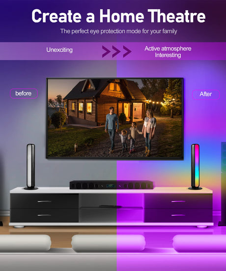 LED Smart Light Bars - WiFi RGB Color Changing Ambient Lighting TV Backlight Works with Alexa & Google Assistant, Gaming Lights with Music Sync Modes for Party, TV, PC, Gaming, Movies, Room Decoration