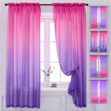 Bedroom Curtains 63 inch Length Sheer Curtain Pink Purple Ombre Curtains Rod Pocket Drapes for Girls Living Room Mermaid Bedroom Decor, 1 Panel(Pink Purple, 40"x63")