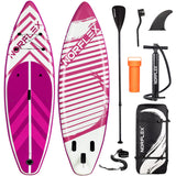 Inflatable Paddle Board Bundle - Stand Up Paddle Board, Floating Yoga Board With Paddle, Pump, Repair Kit & Leash - Sup Stand Up Paddleboard, Inflatable Paddle Boards For Adults - Pink 10ft 6in