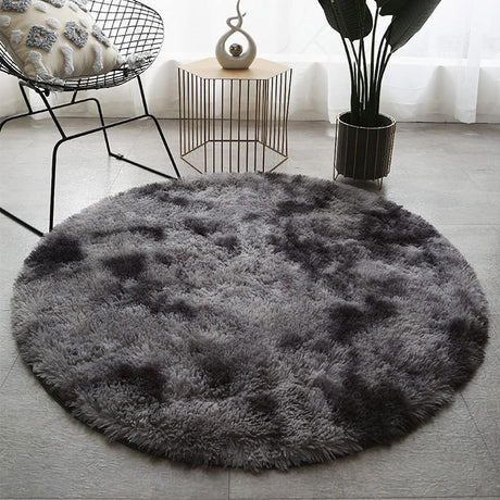 Rainbow Round Abstract Modern Soft Area Rug Grey