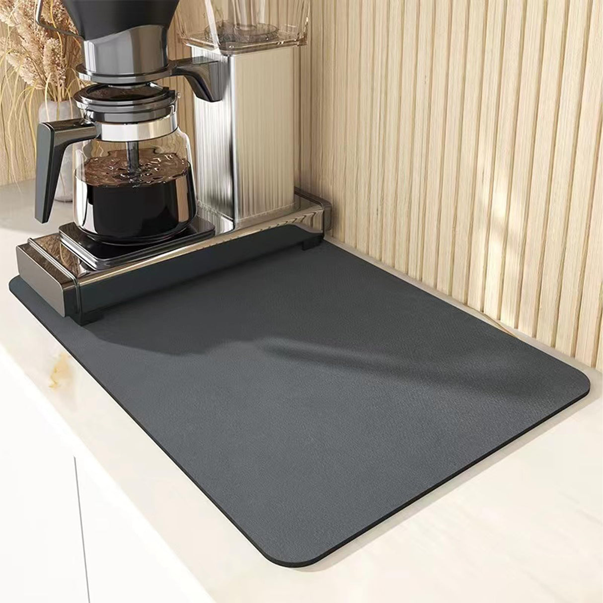 Coffee Mat Rubber Backed Absorbent Hide Stain Under Coffee Maker Coffee Machine Dish Drying Mat for Kitchen Counter-Coffee Bar Accessories Fit Coffee Pot Espresso Machine Dish Rack-40*50 cm