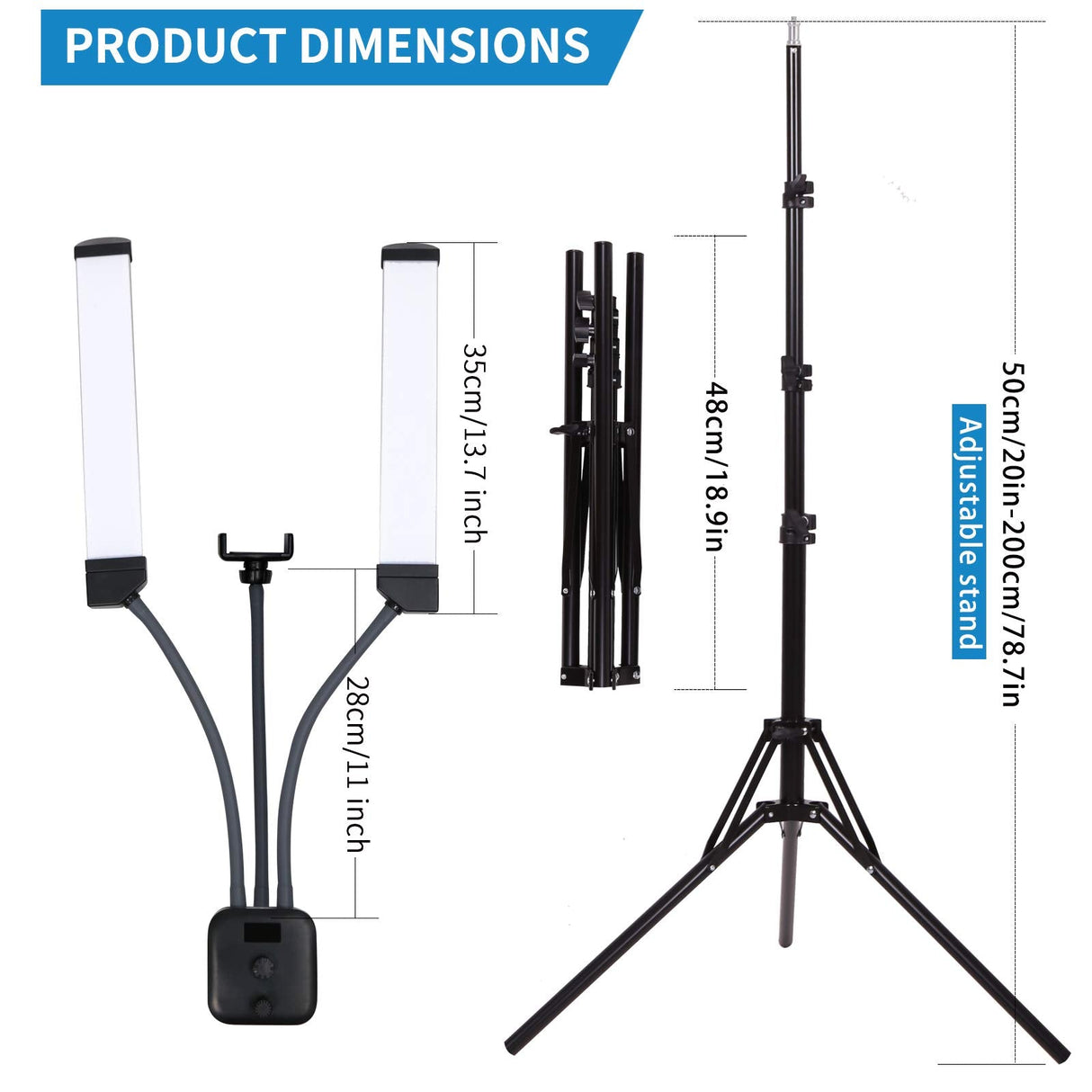 40W Eyebrow Tattoo Light Lash Lamp Beauty Light Eyelash Extension Lamp Makeup Artist Light 3000K-6000K Bi-Color Dimmable Studio Photography Light YouTube Video Portrait Shooting with Tripod,Phone Holder and Bag