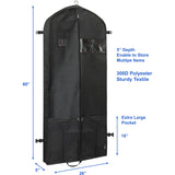 60-Inch Heavy Duty Garment Bag w/Pocket for Suits, Tuxedos, Dresses, Coats