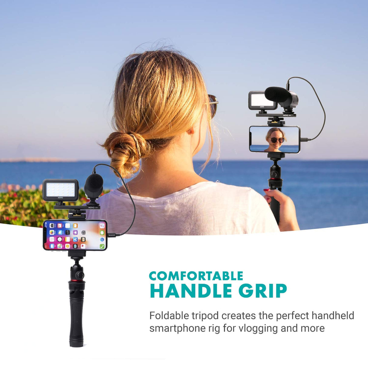 Vlogging Kit for iPhone - Lightning Compatible Video Vlog Kit - Accessories: Phone Tripod, Phone Mount, LED Light and Shotgun Microphone - for YouTube Starter Kit or iPhone Vlogging Kit