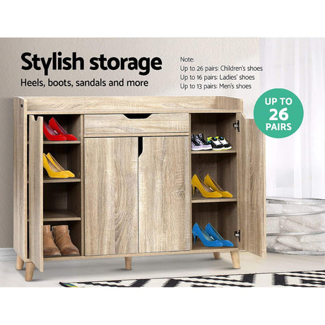 Artiss 26 Pairs Shoe Cabinet Rack Timber Storage Organiser