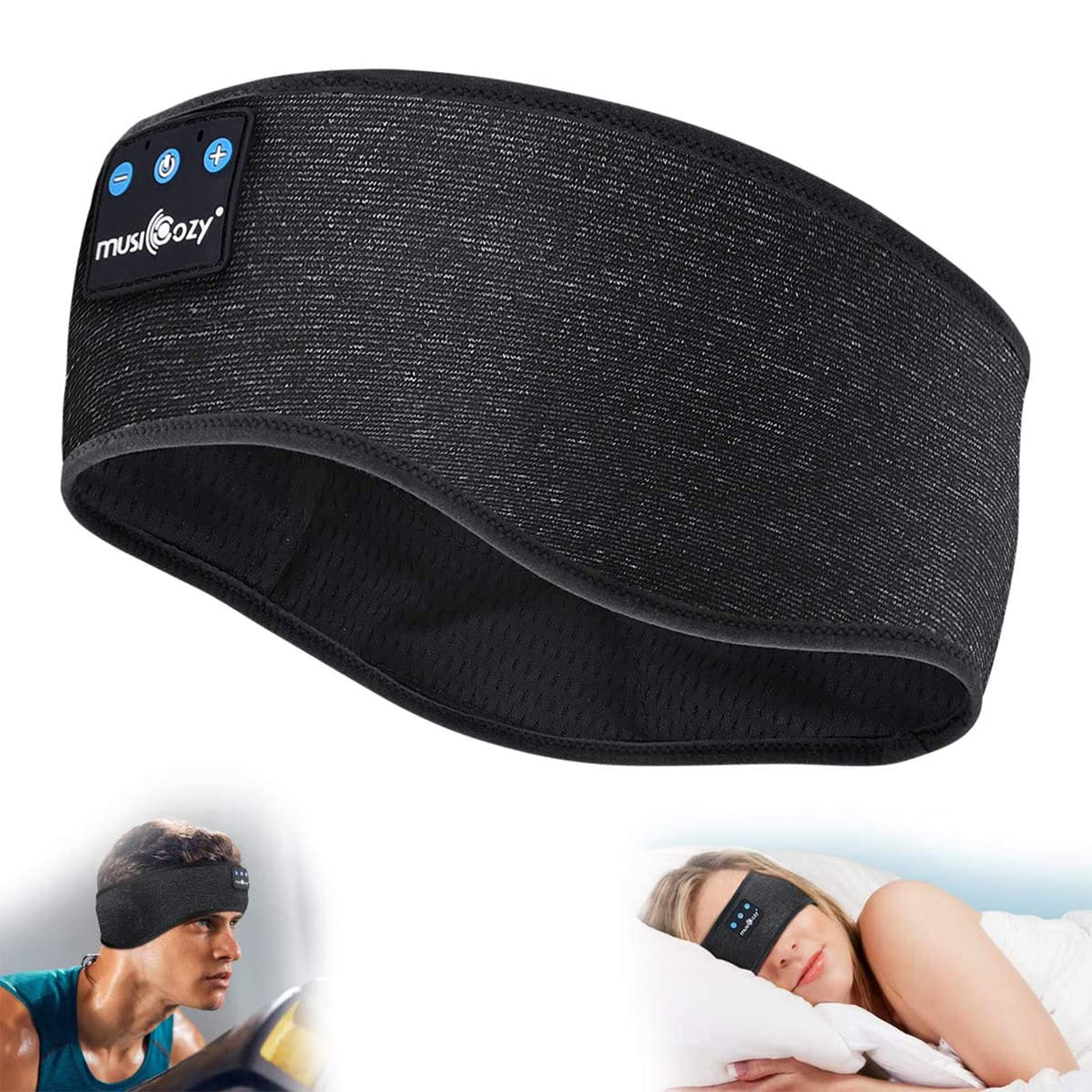 Sleep Headphones Bluetooth Sports Headband, Wireless Music Headband Headphones, IPX6 Waterproof Headphones with Mic for Sleeping Workout Running Insomnia Side Sleepers Travel AMSR Yoga