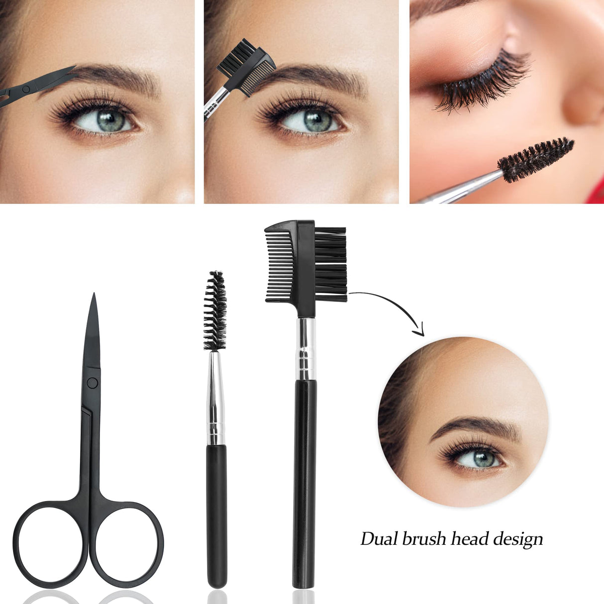 11 piece eyebrow set, professional eyebrow grooming set, eyebrow scraper eyebrow comb eyebrow clip eyebrow clipper eyebrow brush, eyebrow trimmer set