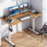 140 x 70cm Large Electric Standing Desk, Height Adjustable Sit to Stand Desk, Metal Frame & Powerful Motor, Button Controller, Headphone Hook, Ergonomic Standing Workstation