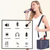 Bluetooth Karaoke Machine with Dual Wireless Microphones for Adults Kids,Karaoke Speaker with LED Lights Echo Bass Treble,Portable PA Speaker System Sing Machine Party Speaker T8