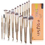 Makeup Brushes ,MAANGE 18 Pcs Professional Makeup Brushes Set Premium Synthetic Foundation Face Powder Blush Eye Shadows Travel Make Up Brushes with Christmas Gift Box（Champagne Gold)