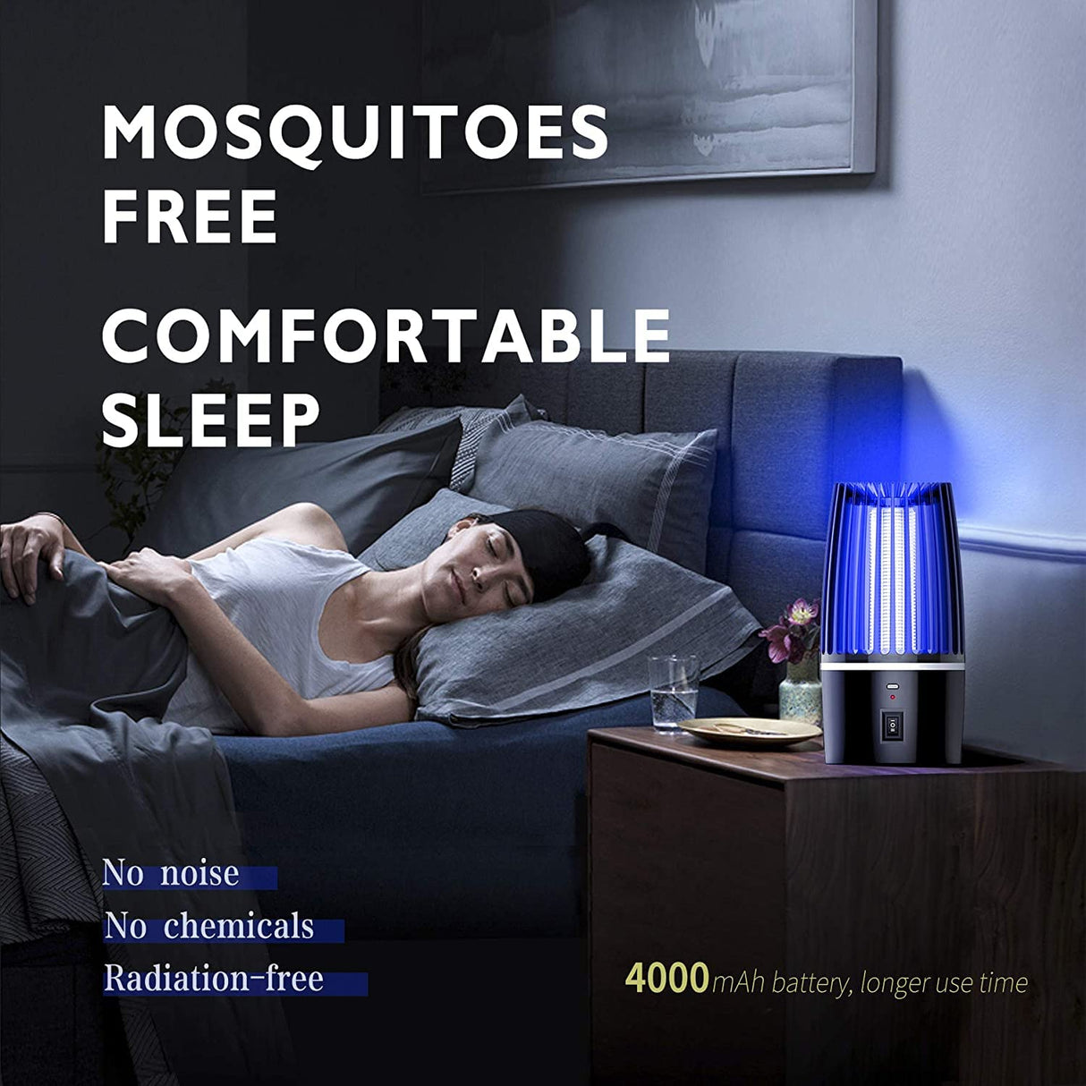 Rechargeable Mosquito & Fly Zapper, Portable Indoor & Outdoor Bug Zapper, Mosquito Killer Electric Lamp, Insect Repellent, Pest Control Trap, Portable Zappers, LED Fly Trap 4000 mAh