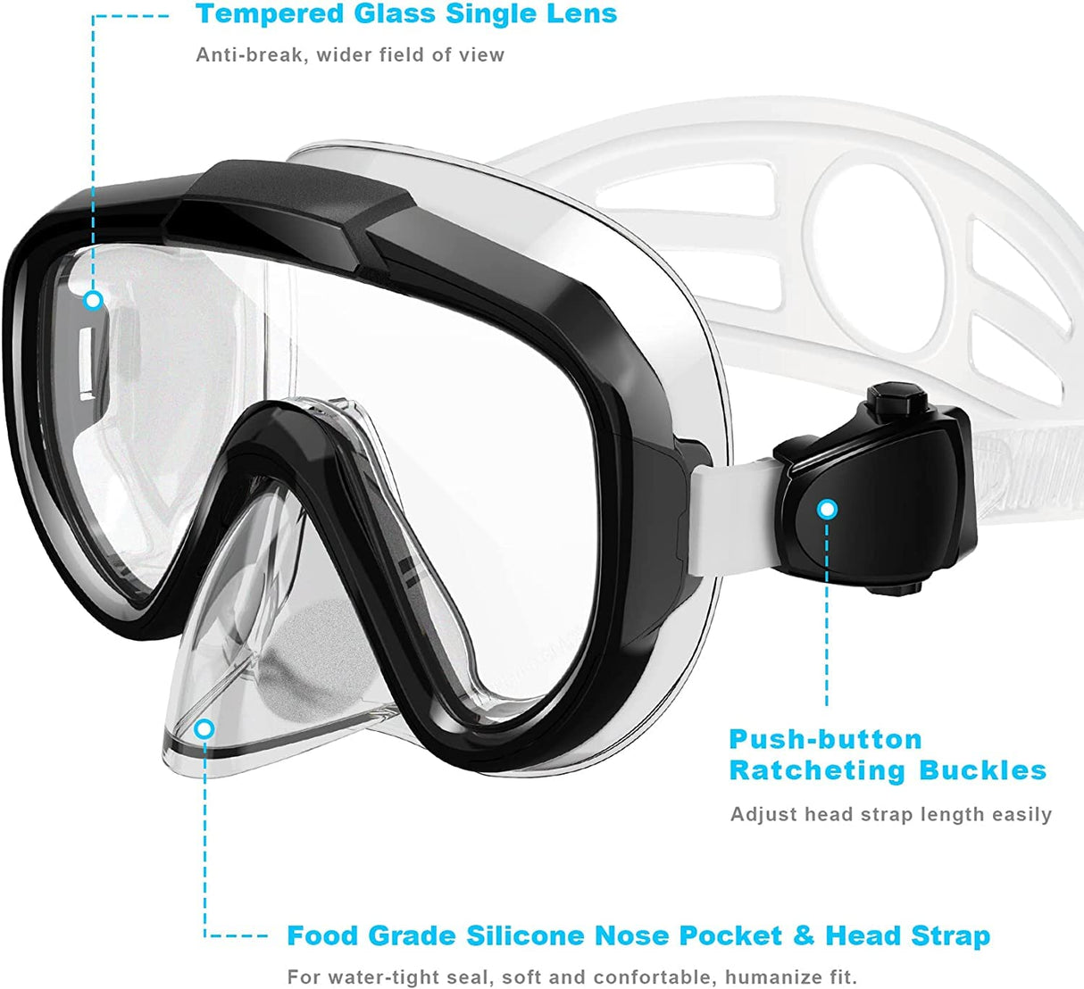 Dry Snorkel Set,Panoramic Wide View,Anti-Fog Scuba Diving Mask,Professional Snorkeling Gear