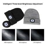 Upgraded LED Lighted Beanie Hat,USB Rechargeable Hands Free Headlamp Cap,Unisex Winter Warmer Knit Hat with Light for Men,Women