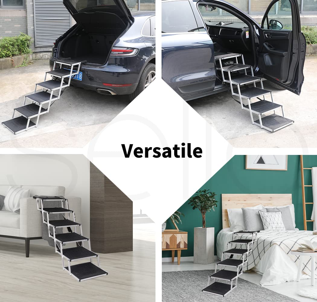 Folding Dog Ramp for SUV Truck Pet Safety Stairs Portable Non-Slip Ladder