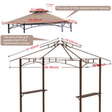 8' X 5' Grill Shelter Replacement Canopy roof ONLY FIT for Gazebo Model L-GZ238PST-11 Beige with Rip Lock Technology