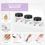 Acrylic Nail Kits Professional,White Pink Clear Acrylic Powder with Liquid Set,Nail Decoration Powder with Nail Rhinestone Nail Brush False Nail Tips for Manicure Builder