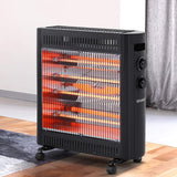 Infrared Radiant Heater Electric Space Panel Heater Convection Heat Portable w/Wheels Thermostat Setting Home Office Room Heating 2200W Black