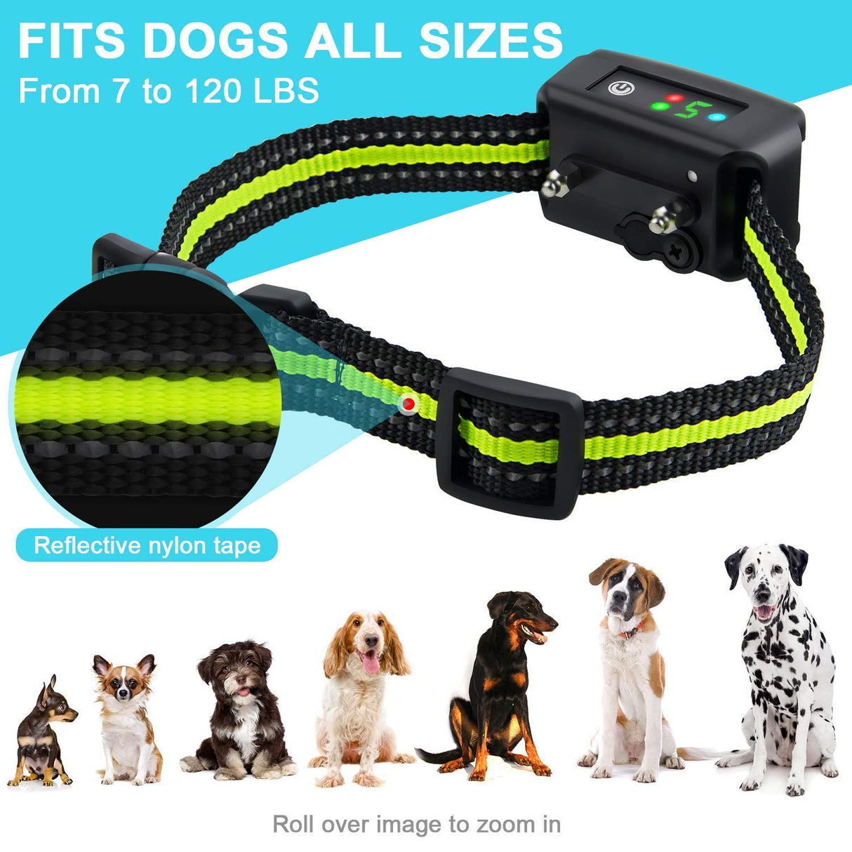 Bark Collar for Small Medium Large Dogs 5-150 Lbs,Bark Collar with Adjustable Sensitivity and Intensity Beep Vibration and Optional Shock Function,Rechargeable Dog Bark Collar No More False Trigger