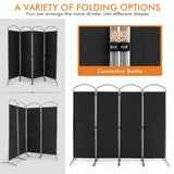 4-Panel Room Divider, Folding Privacy Screen, Portable Polyester Fabric Wall Divider and Separator, Freestanding Privacy Protection for Living Room, Bedroom, Office (Black)