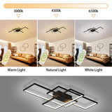 Dimmable Ceiling Light,3 Squares Modern LED Ceiling Lamps with Remote Control,50W Acrylic Flush Mount Ceiling Light Fixture for Living Dining Room Bedroom Kitchen(Black)