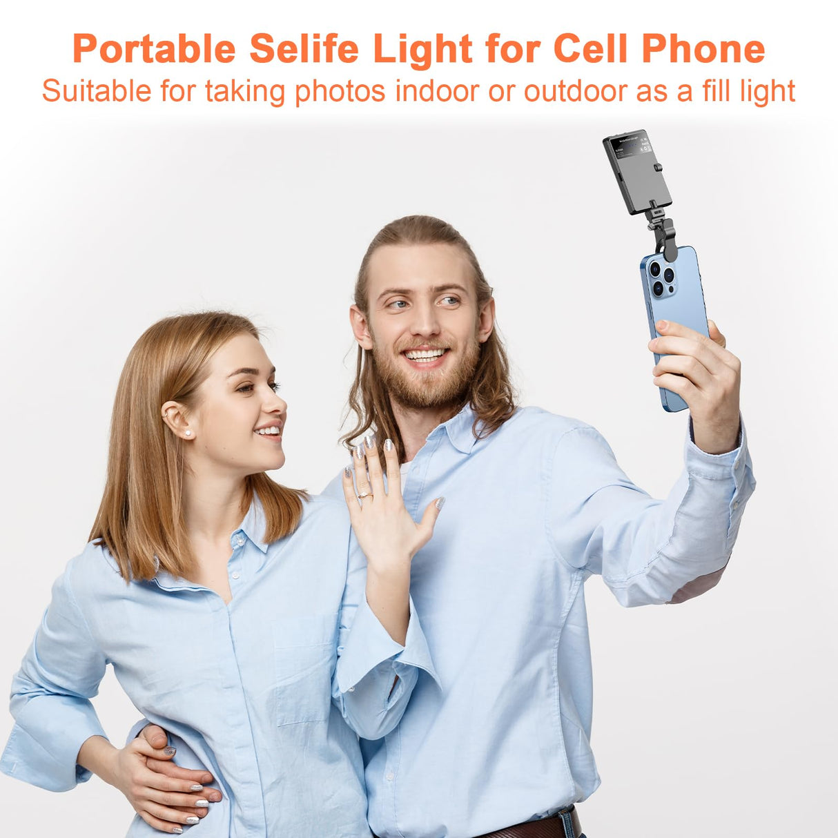 Portable Selfie Light,Rechargable 60 LED Phone Light with Clip & Double 1/4" Screw Hole,2500k-9000K Dimmable Camera Light for iPhone,Android,Laptop,Tablet,Selfie/Video Conference