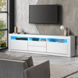 LED TV Cabinet 180cm Entertainment with 2 Drawers and Cabinets-White