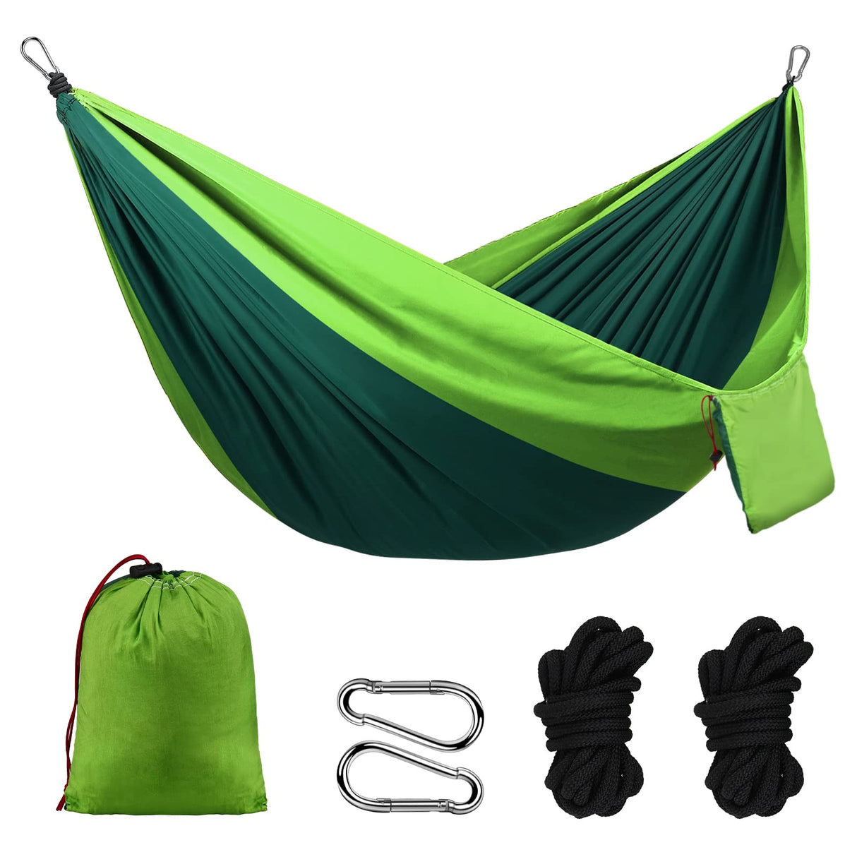 Outdoor Camping Hammock - Double & Single Portable Hammocks for Trees with Adjustable 2 Ropes for Travel, Hiking, Beach, Camping, Backpacking