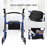 Classic Rolling Walker Mobility Aid Rollator with Seat Padded Backrest (4 wheels Blue)