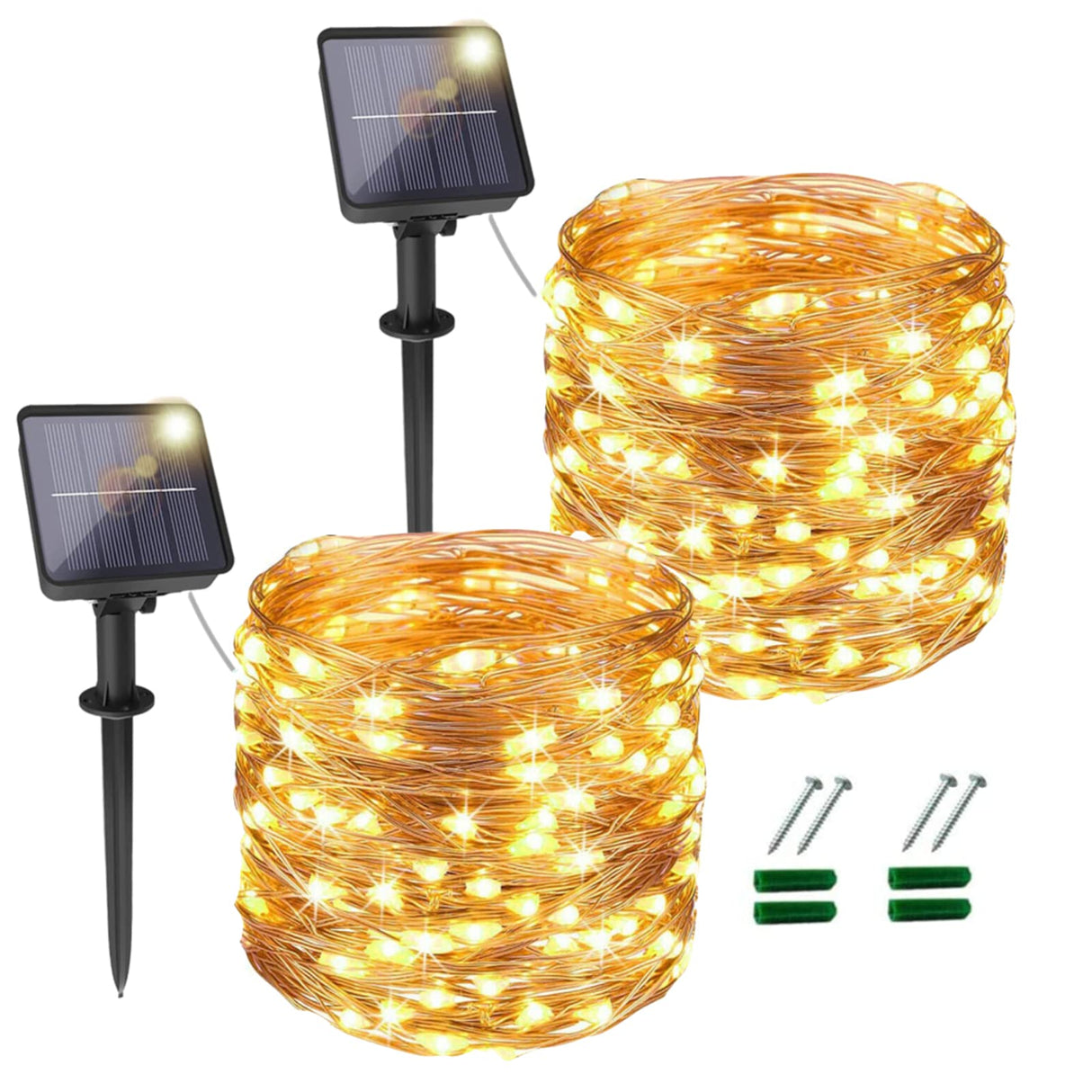 [2 Pack] 20M/65FT 200 LEDs Solar Fairy String Lights Outdoor,Fairy Christmas Light 8 Solar Lighting Modes IP65 Waterproof for Home Garden Patio Wedding Party Xmas