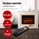 Electric Fireplace Heater, 2000W Portable Wall Mounted Heaters Home Decor Outdoor Indoor Room Bedroom Heating, Wood Fire 3D Log Flame Effect White