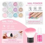 Acrylic Nail Kits Professional,White Pink Clear Acrylic Powder with Liquid Set,Nail Decoration Powder with Nail Rhinestone Nail Brush False Nail Tips for Manicure Builder