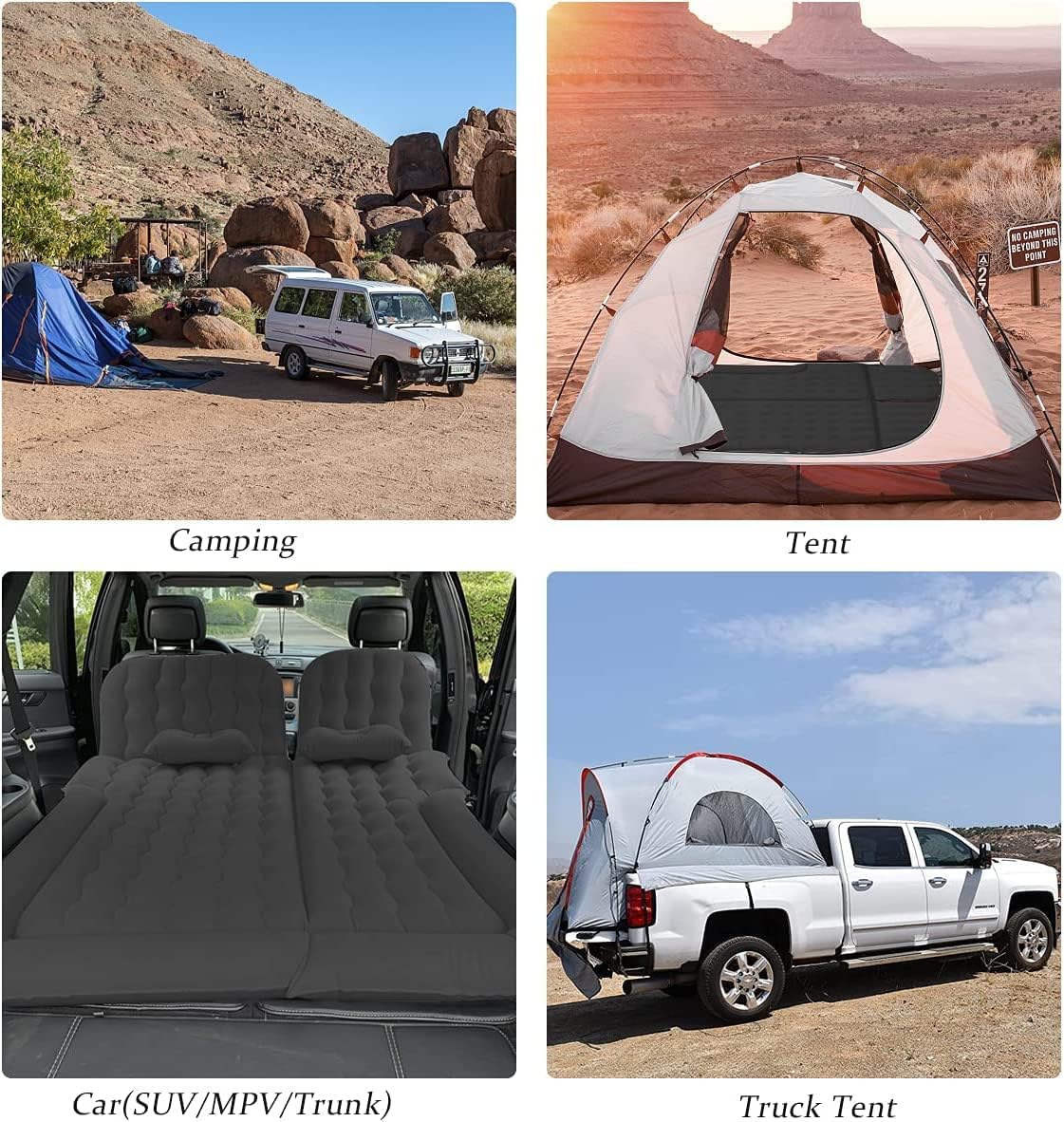 3 in 1 SUV Air Mattress, Inflatable Mattress for Car|Backseat SUV Mattress with Electric Air Pump-2 Support Fillers & 2 Pillows Fits SUV|MPV|Sedan|Minivan for Road Trip Camping Black