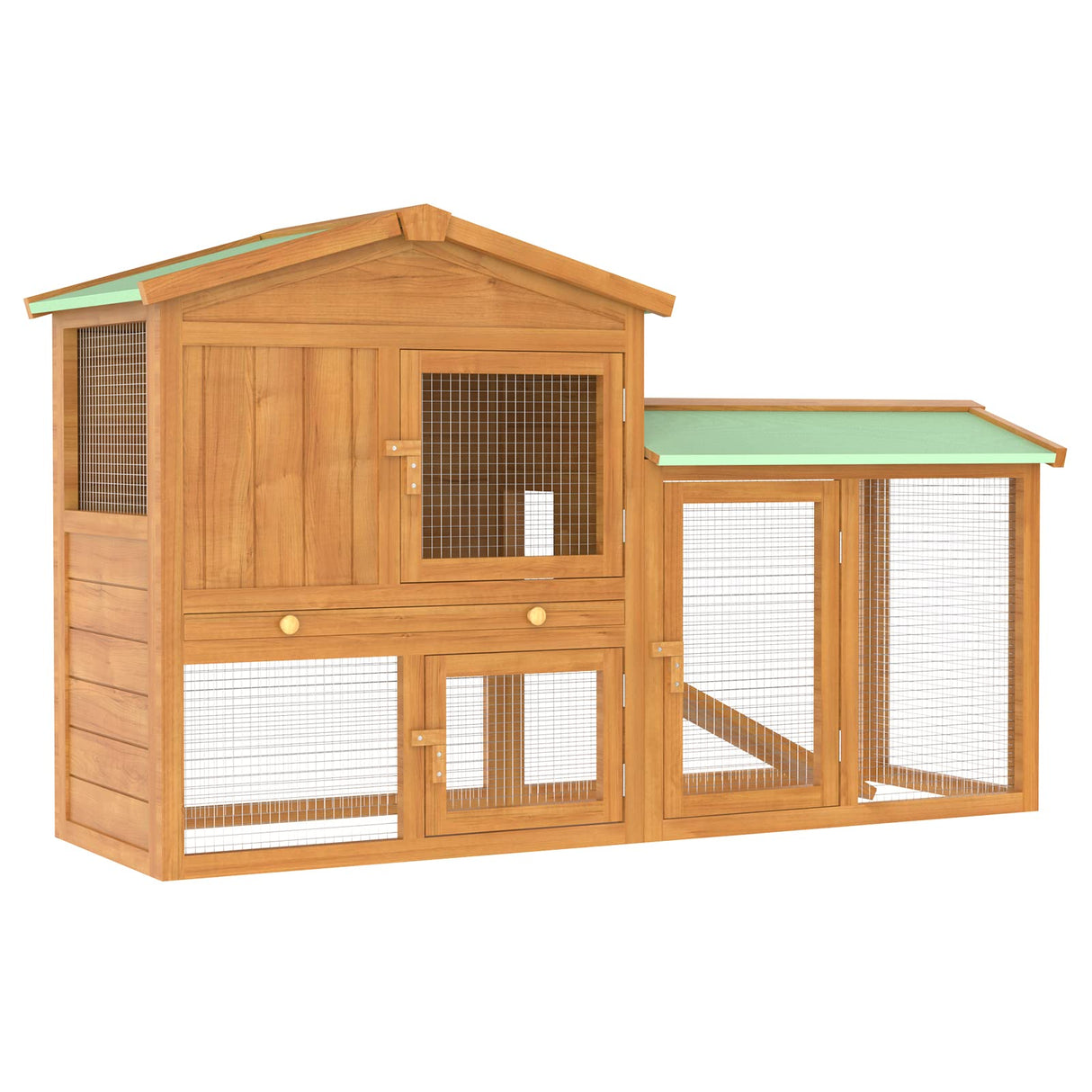 Rabbit Hutch Chicken Coop Guinea Pig Cage Pet House for Small Animals 137.5x43.5x85cm