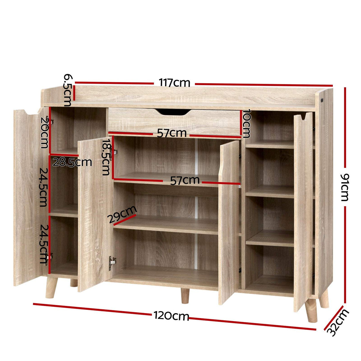 Artiss 26 Pairs Shoe Cabinet Rack Timber Storage Organiser