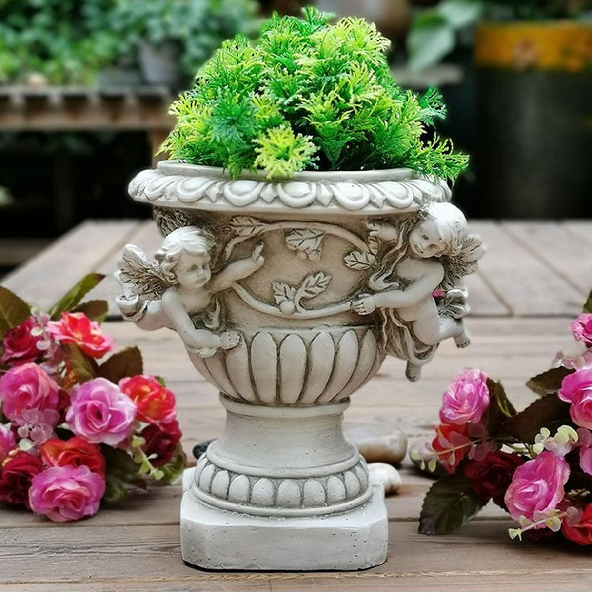 Angel Planters, Cherub Planter Flower Pots with Drain Hole for All House Plants, Patio Yard Decor, Polyresin, 8.46" H