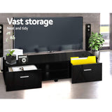 140cm Length Entertainment Unit High Gloss TV Cabinet Stand Table, Black