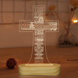 Jesus Cross 3D Night Light Desk Table Lamps,Warm Colors LED Wooden Lighting for Holiday Gifts