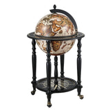 Wooden Globe Bar Antique Drinks Serving Trolley Cart Mini Bar Alcohol Cabinet Wine Storage Rack Mid-Century Style