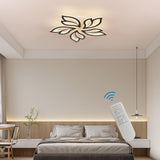 Modern Ceiling Light Dimmable LED Chandelier Flush Mount Ceiling Lights with Remote Control Black Acrylic Leaf Ceiling Lamp Fixture for Living Room Dining Room Bedroom 60W