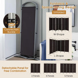 6-Panel Folding Room Divider, Privacy Screen, Portable Polyester Fabric Wall Divider and Separator, Freestanding Privacy Protection for Living Room, Bedroom, Office