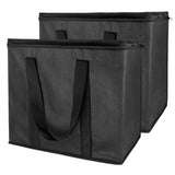 Set of 2 Larger Insulated Cooler Bags with Zipper Closure,Reusable Grocery Shopping Bags Keep Food Hot or Cold,Collapsible Lunch Bag,Grocery Transport,15.5'' L X 8.5'' D X13'' H