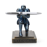 Knight Pen Holder Pen Stand Desk Organizers and Accessories Resin Pencil Holder as Gift with a Fancy Pen for Office and Home Desk Organizer (Blue)